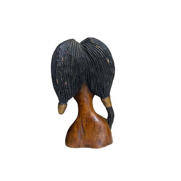 Wooden African People Art Male & Female Brown Stained Handcarved Crafted - Picture 4 of 11